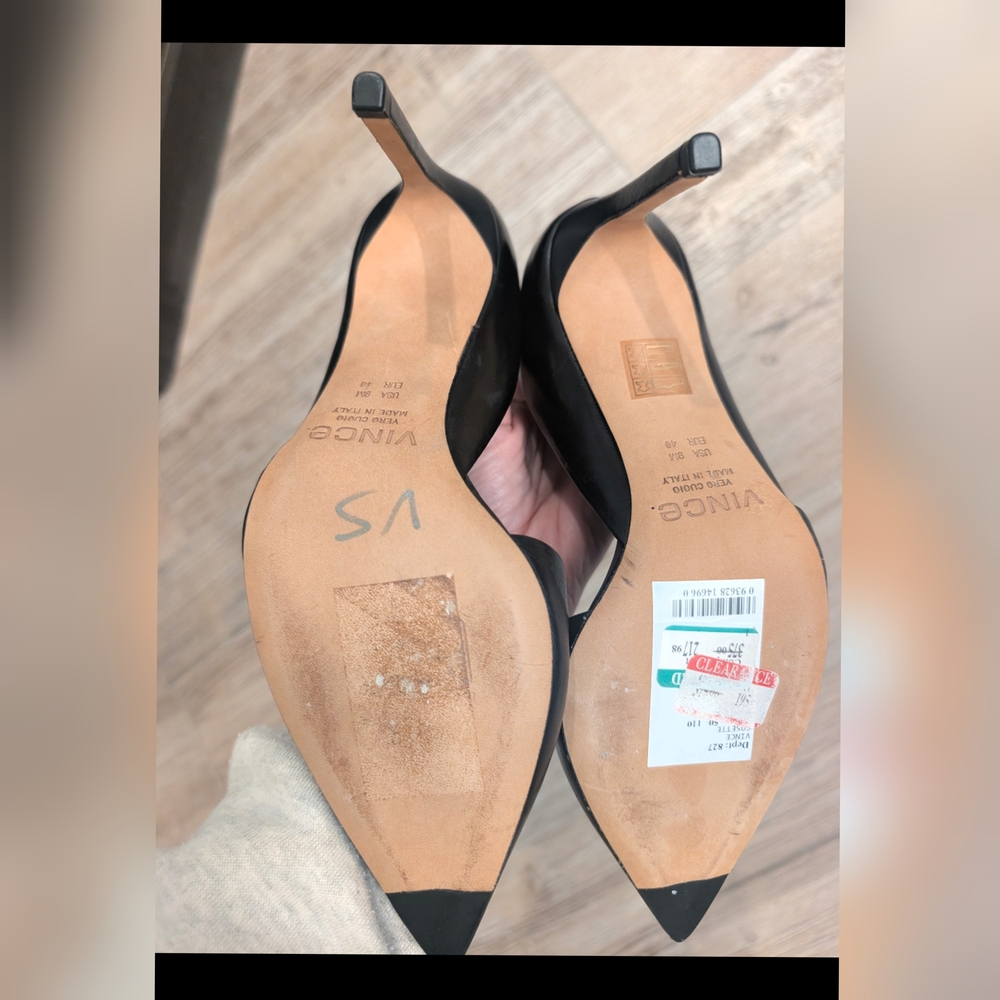 Vince Claire D'Orsay Black Leather Heels - Picture 2 of 2